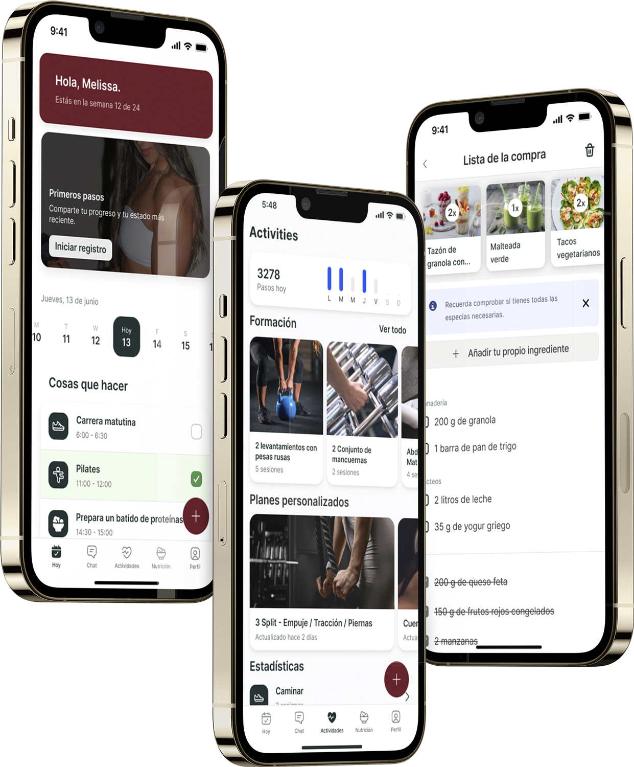 Un mockup de la app de coaching mostrando las funciones.
